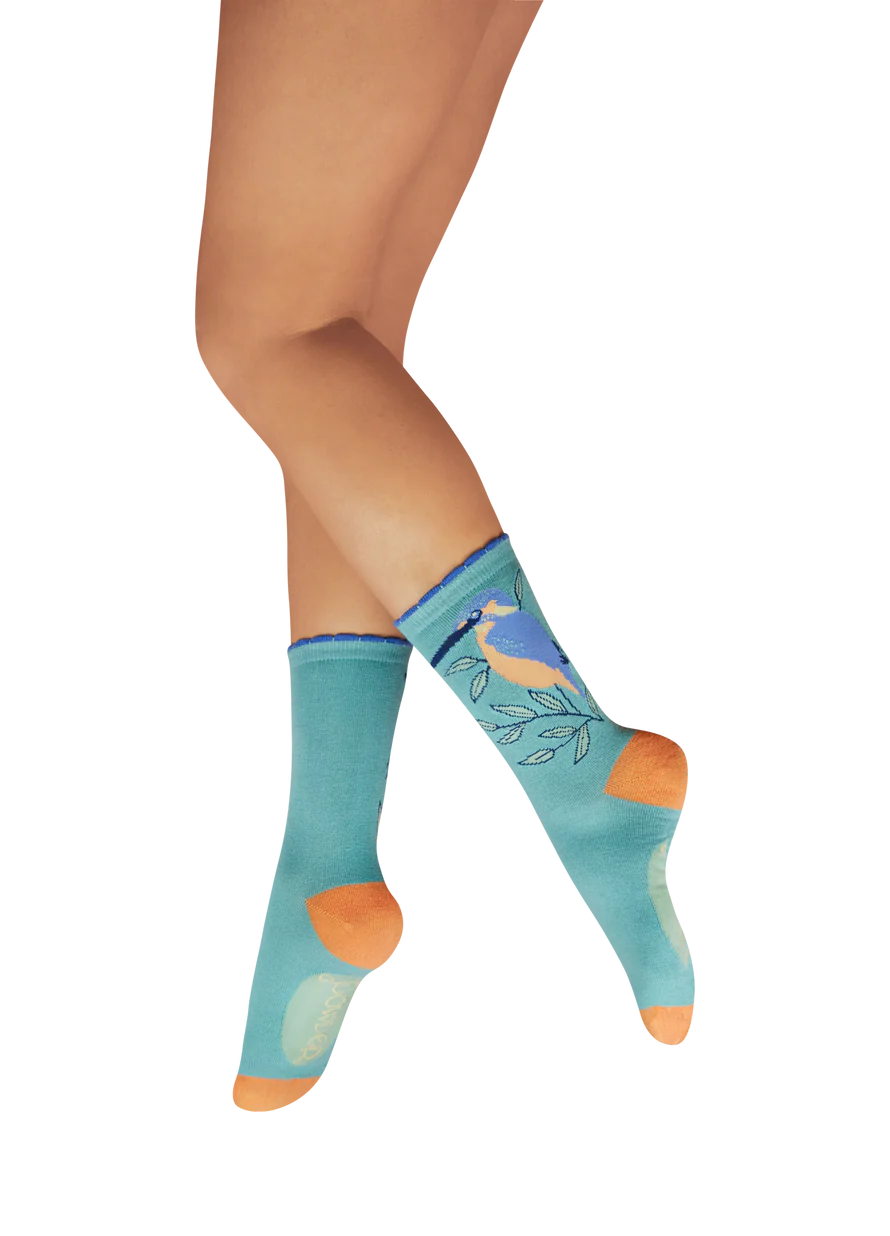 Ladies Bamboo Mix Ankle Socks - Kingfisher