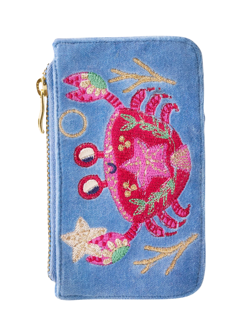 Powder Embroidered Card Holder - Crab