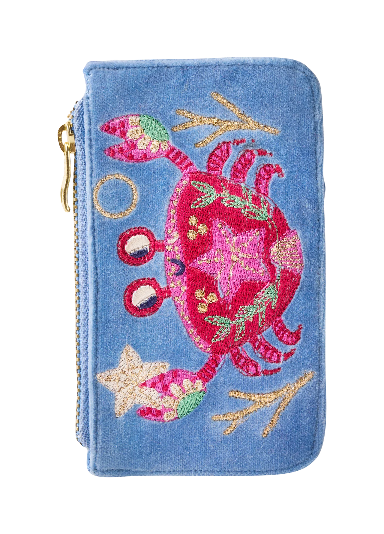 Powder Embroidered Card Holder - Crab