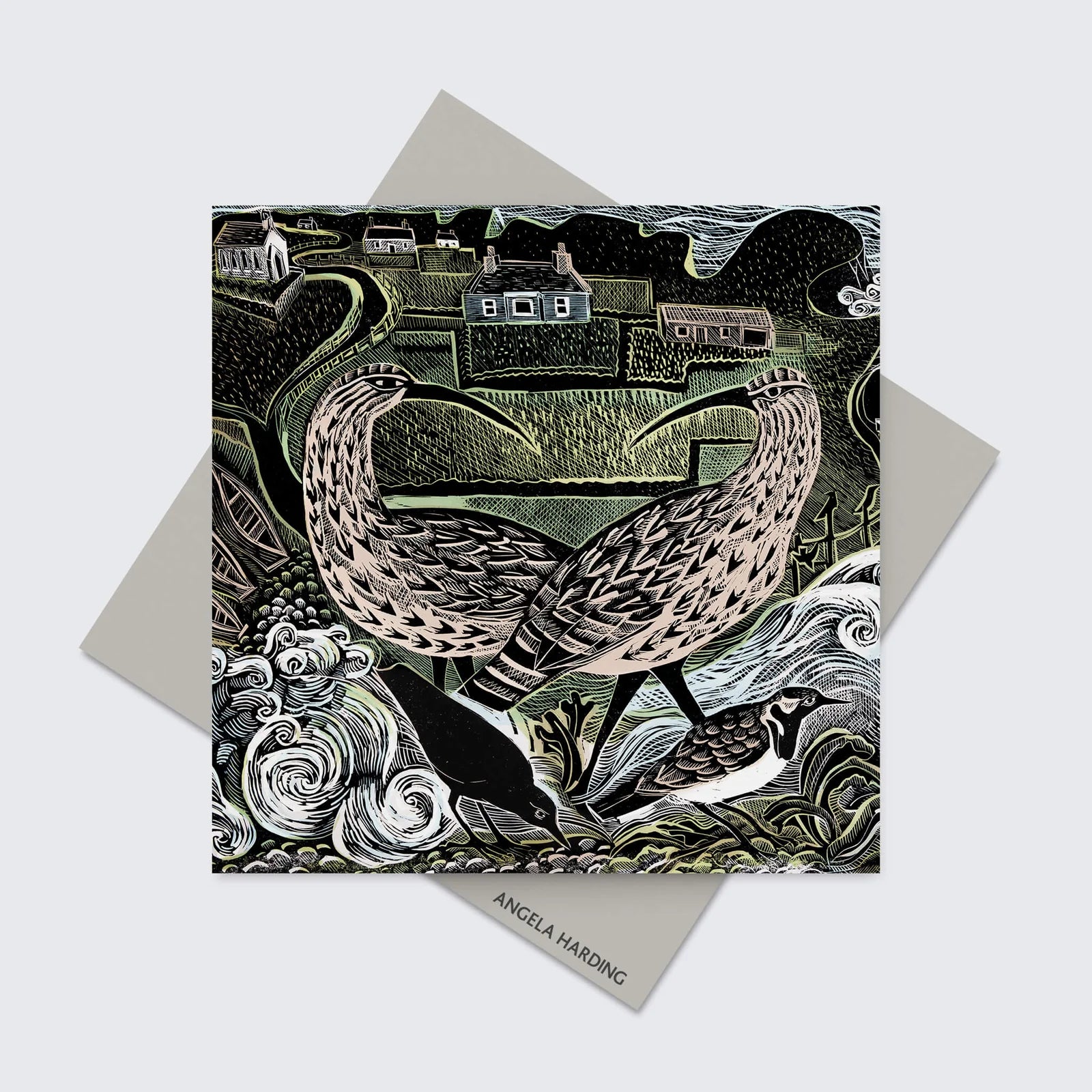 Angela Harding Fair Isle Curlews & The South Lighthouse Card