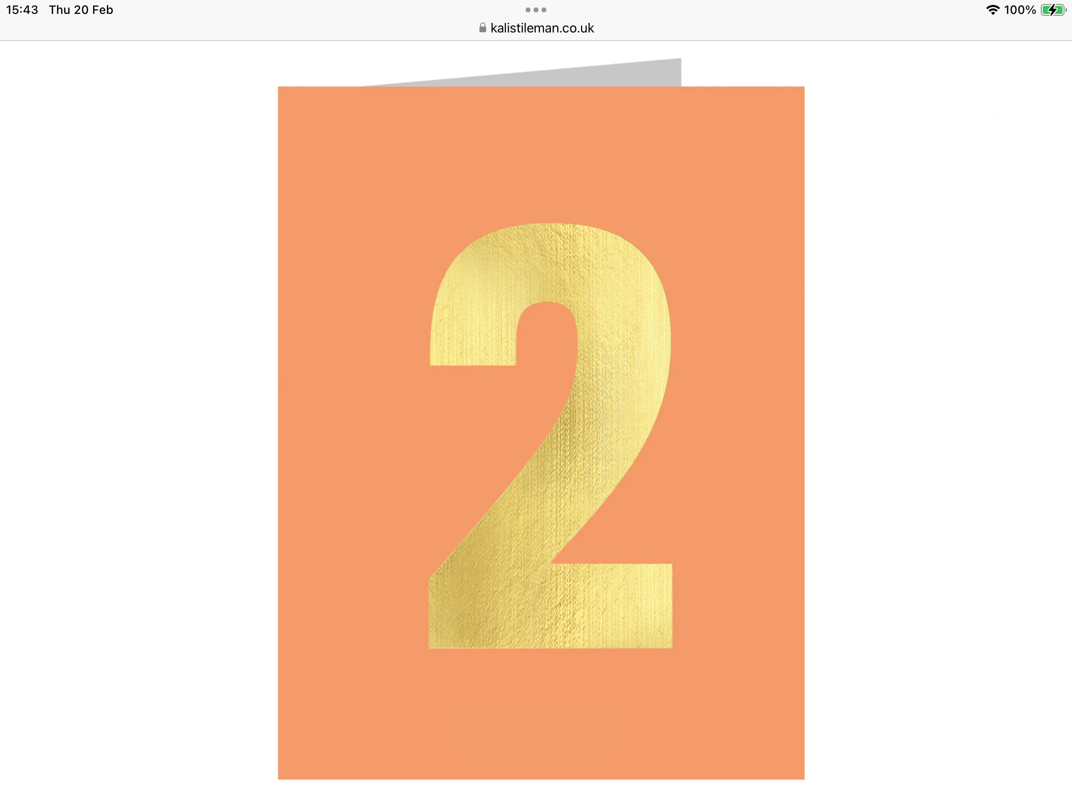 Gold Foiled Number 2 Tiddly Card