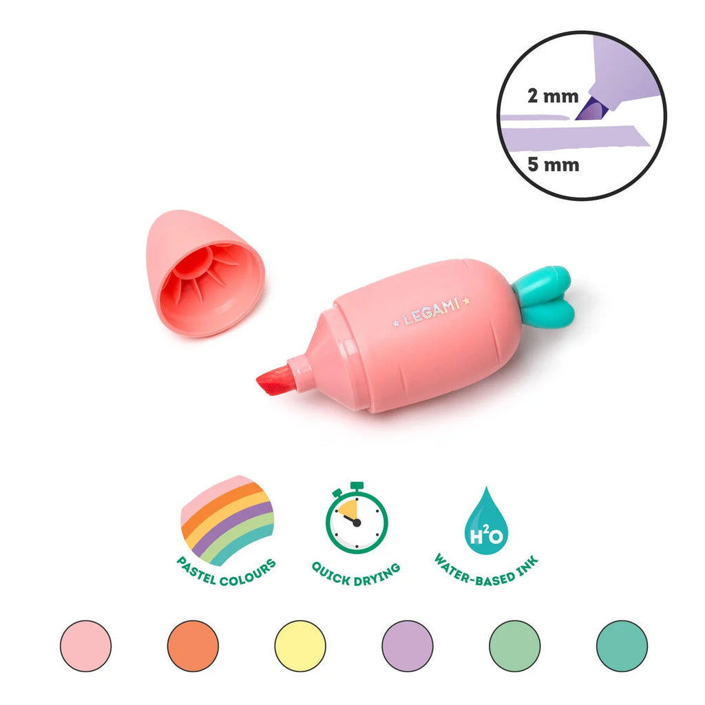 Legami Set of 6 Mini Highlighters -Carrate Team