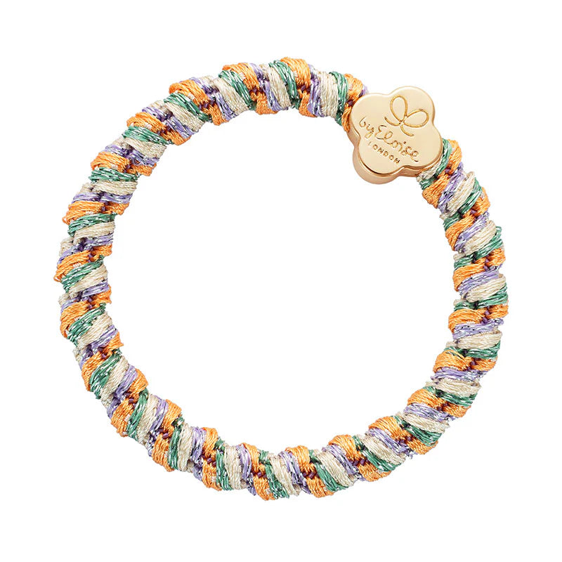 Woven Metallic Gold Quatrefoil Thick Bangle Band