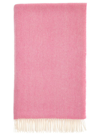 Bronte Herringbone Shetland Throw - Bubblegum Pink