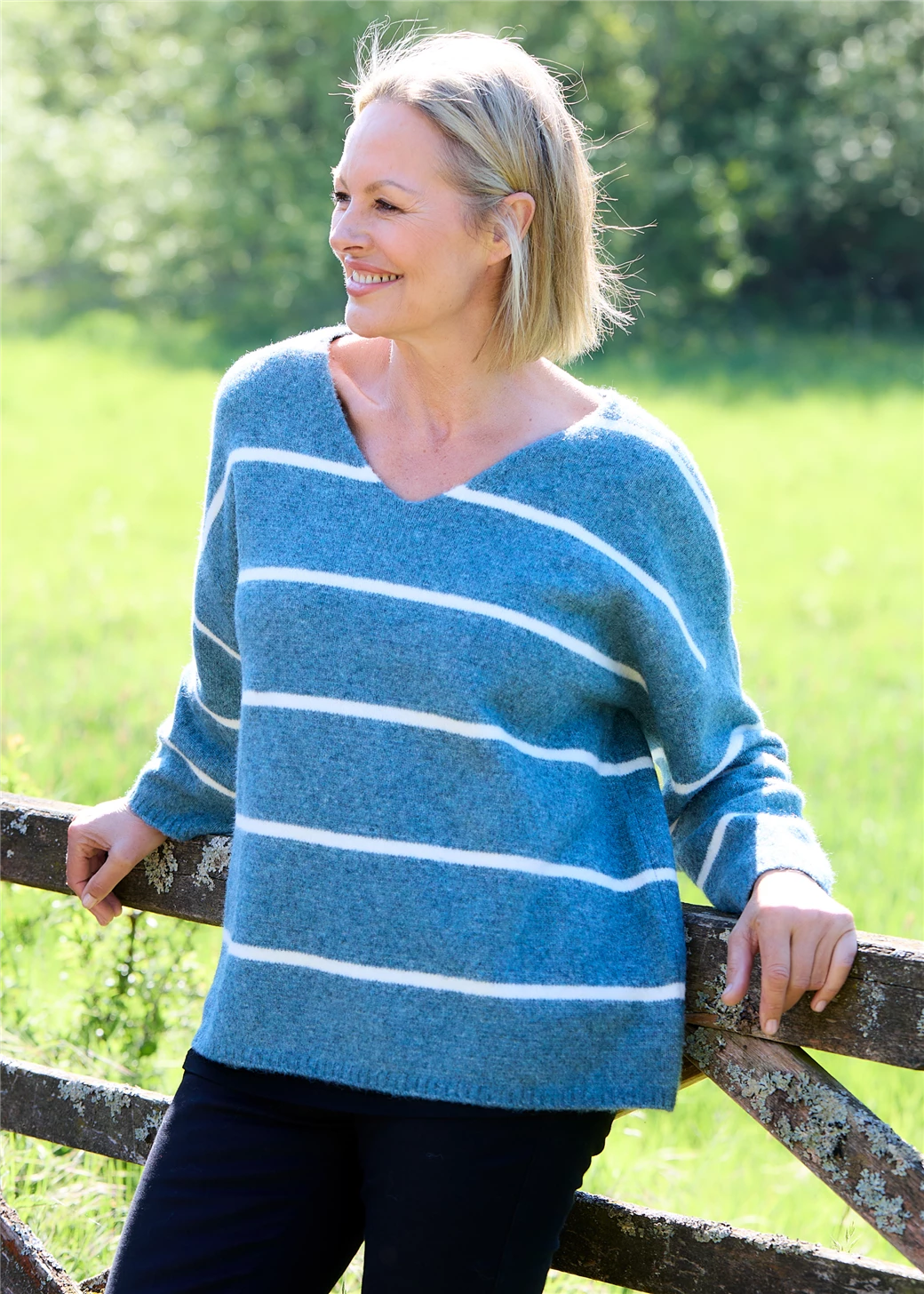 V-Neck Stripe Jumper