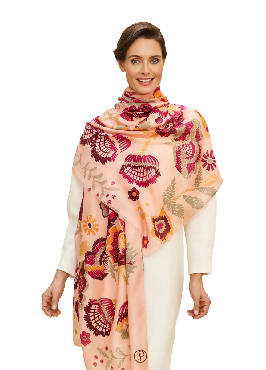 Floral Symmetry Print Scarf