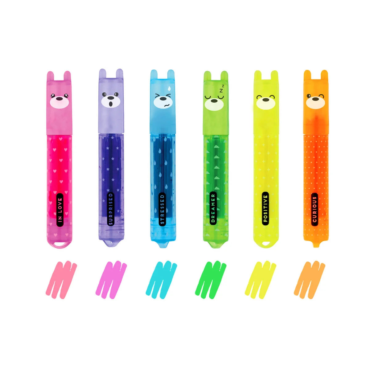 Legami Set of 6 Mini Neon Highlighters - Teddy’s Mood
