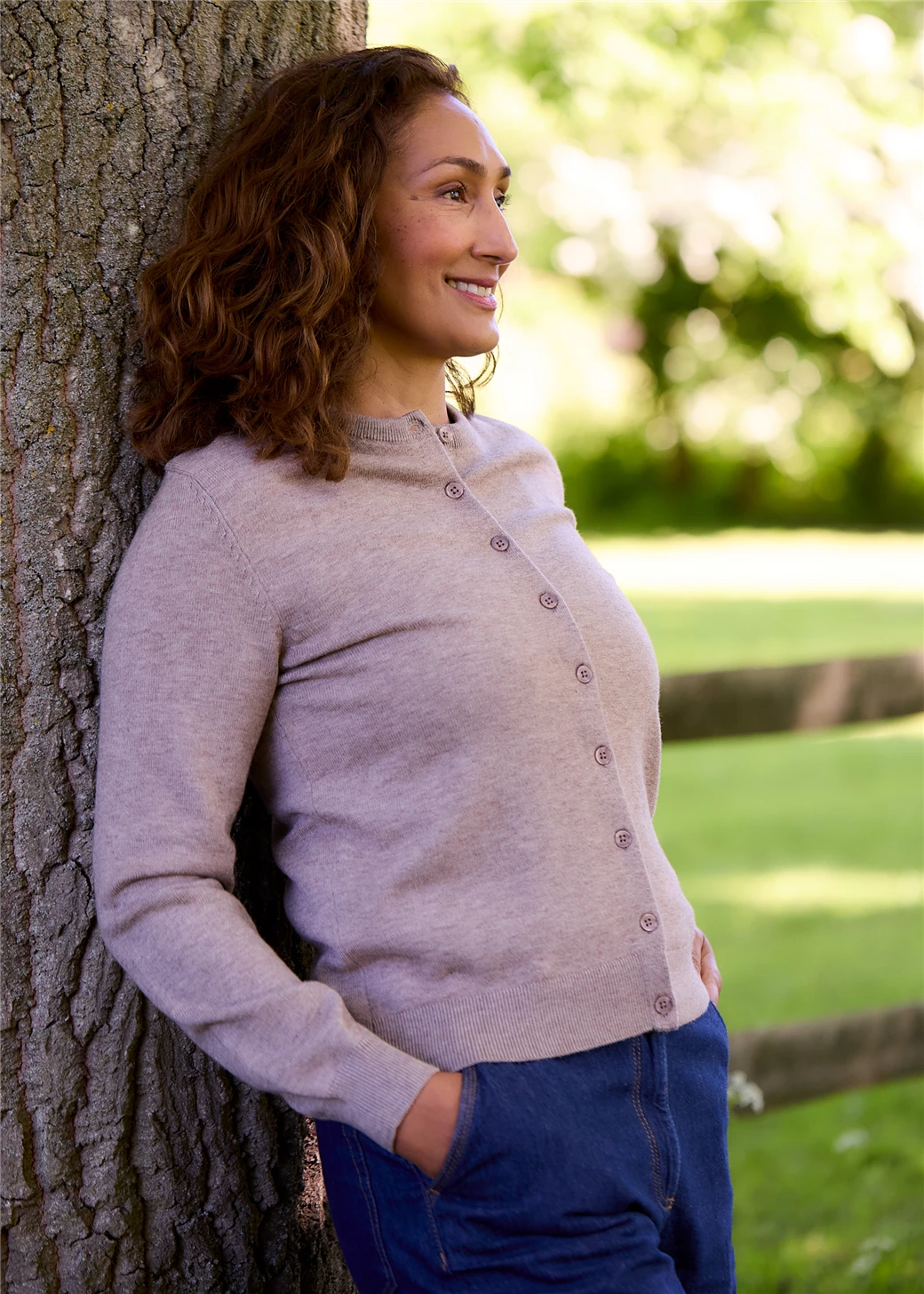 Cashmere Feel Crew Neck Crop Cardi