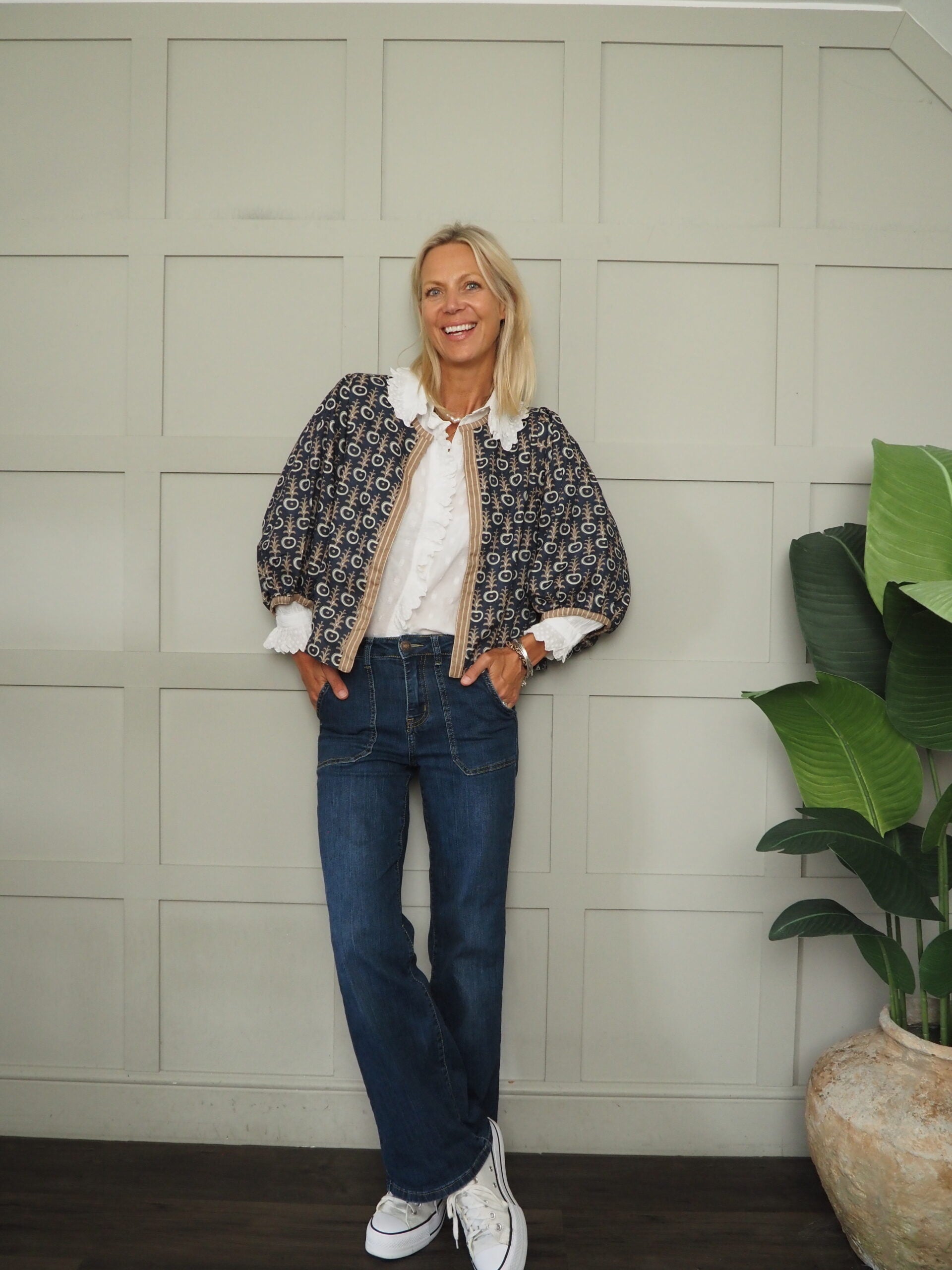 Luella Bari printed Navy and Taupe Jacket