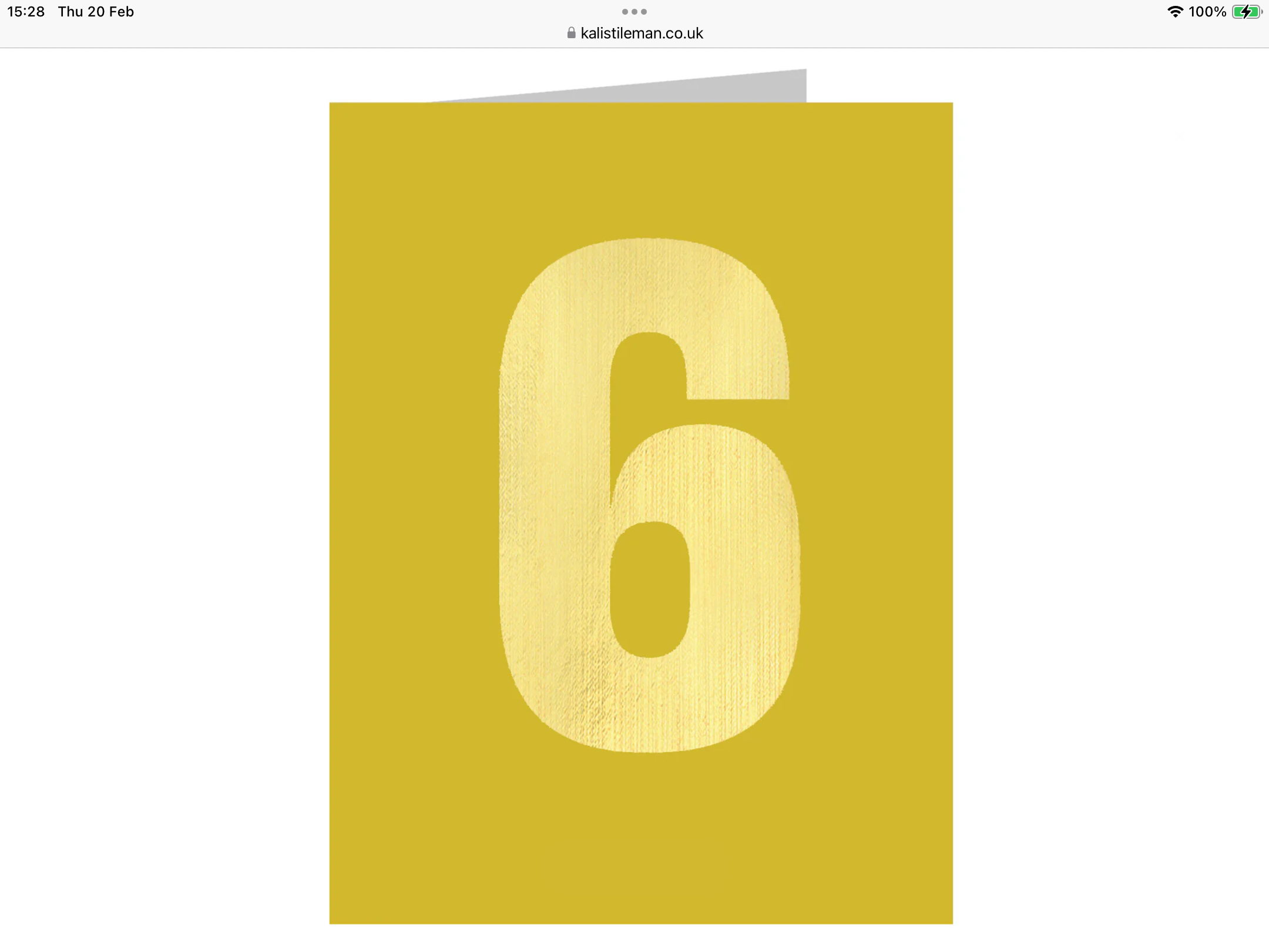Gold Foiled Number 6 Tiddly Card