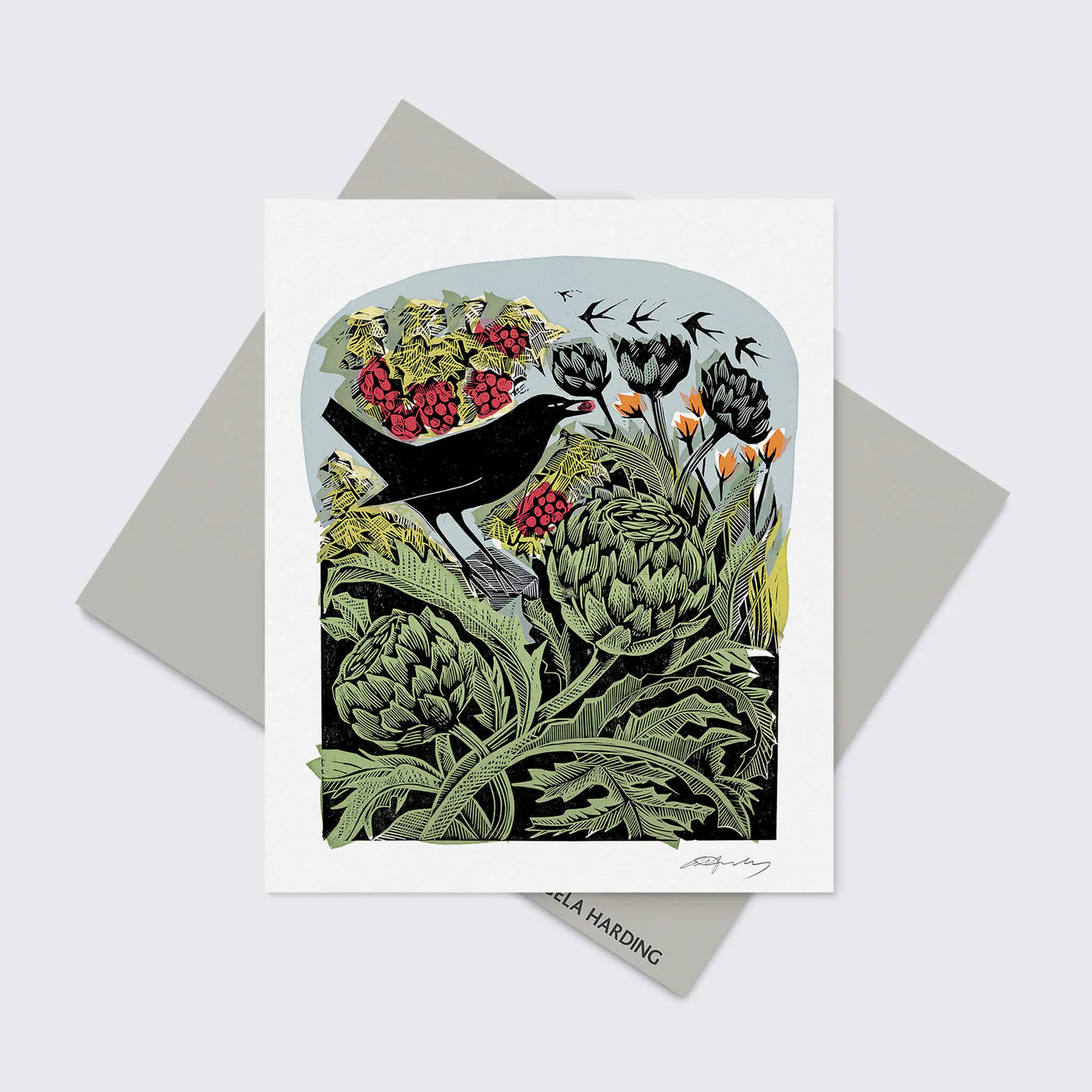 Angela Harding Blackbird & Artichoke Card