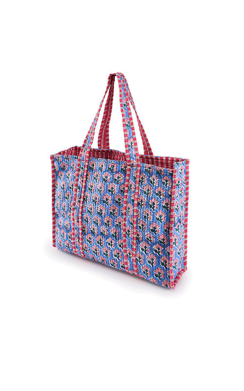 Jaipur Tote Bag - Blue & Pink