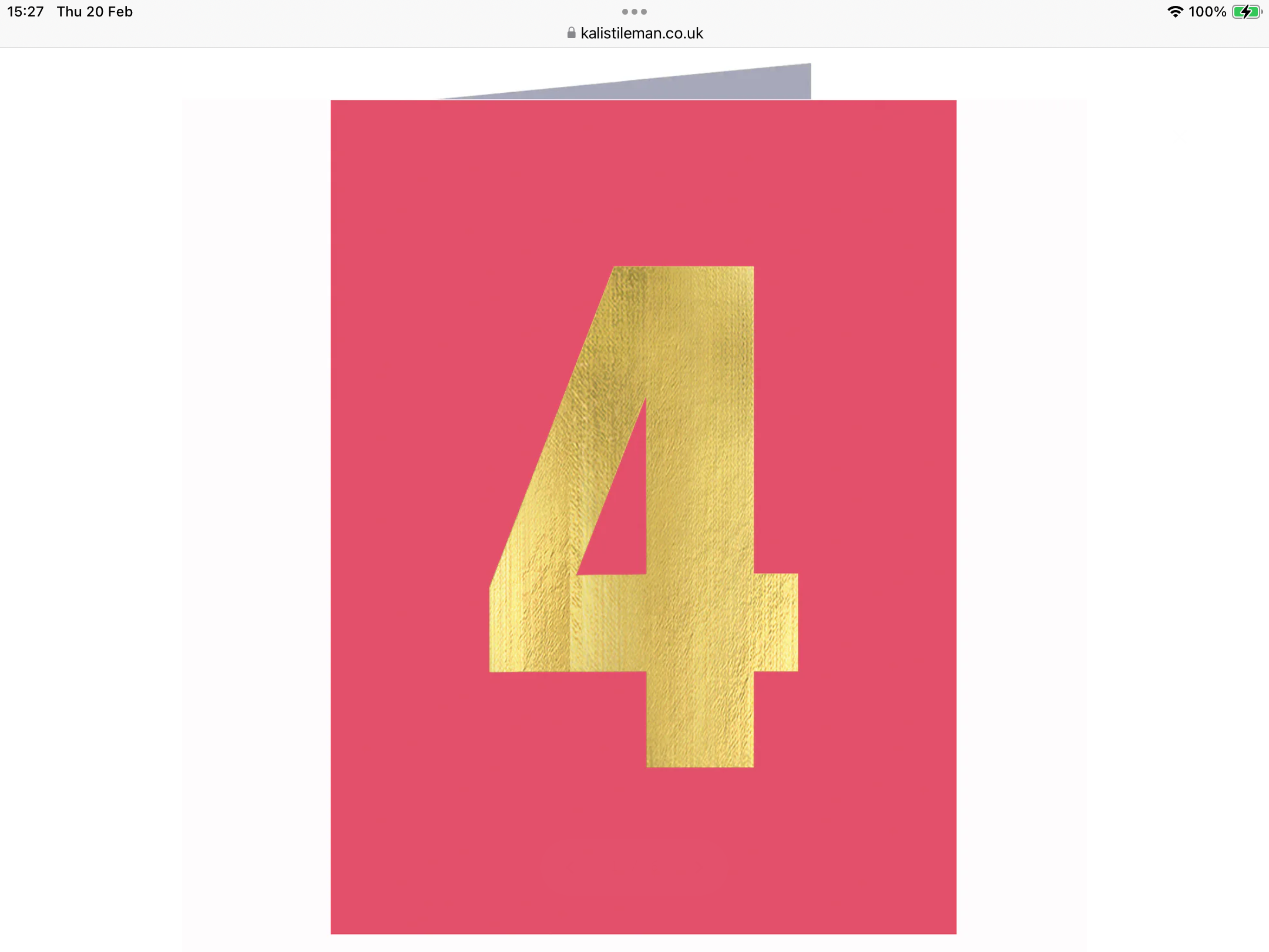 Gold Foiled Number 4 Tiddly Card