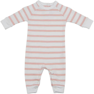 Striped All-in-One - Dusty Pink & White - 0-3 Months