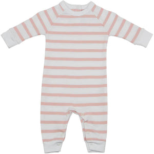 Striped All-in-One - Dusty Pink & White - 3-6 Months