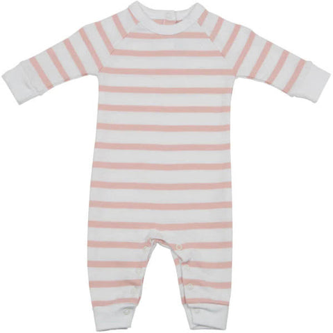 Striped All-in-One - Dusty Pink & White - 6-12 Months
