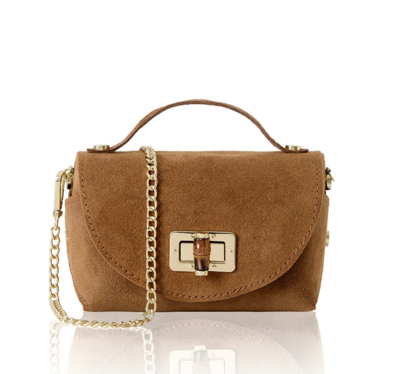 Small Suede Evening Bag with Buckle