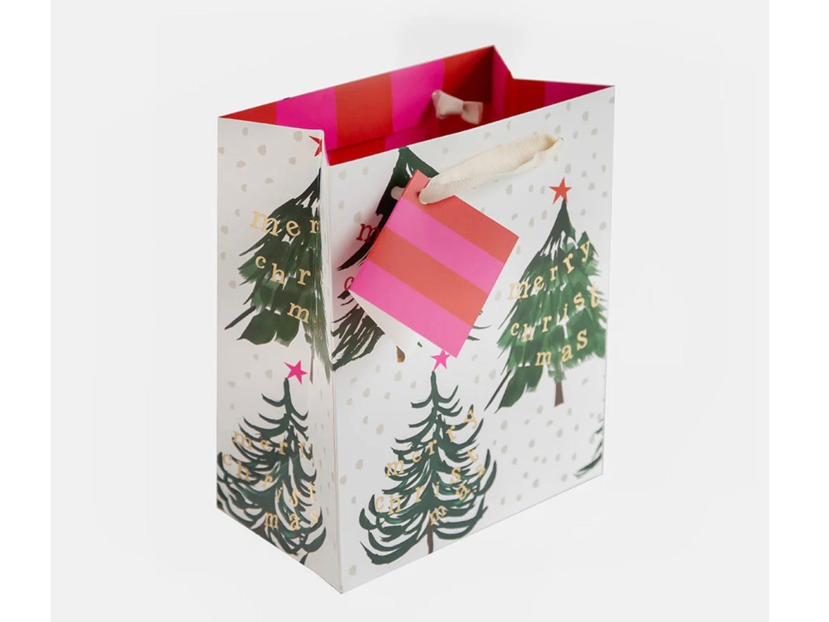 Trees Merry Christmas Gold Text Bunting Medium Gift Bag
