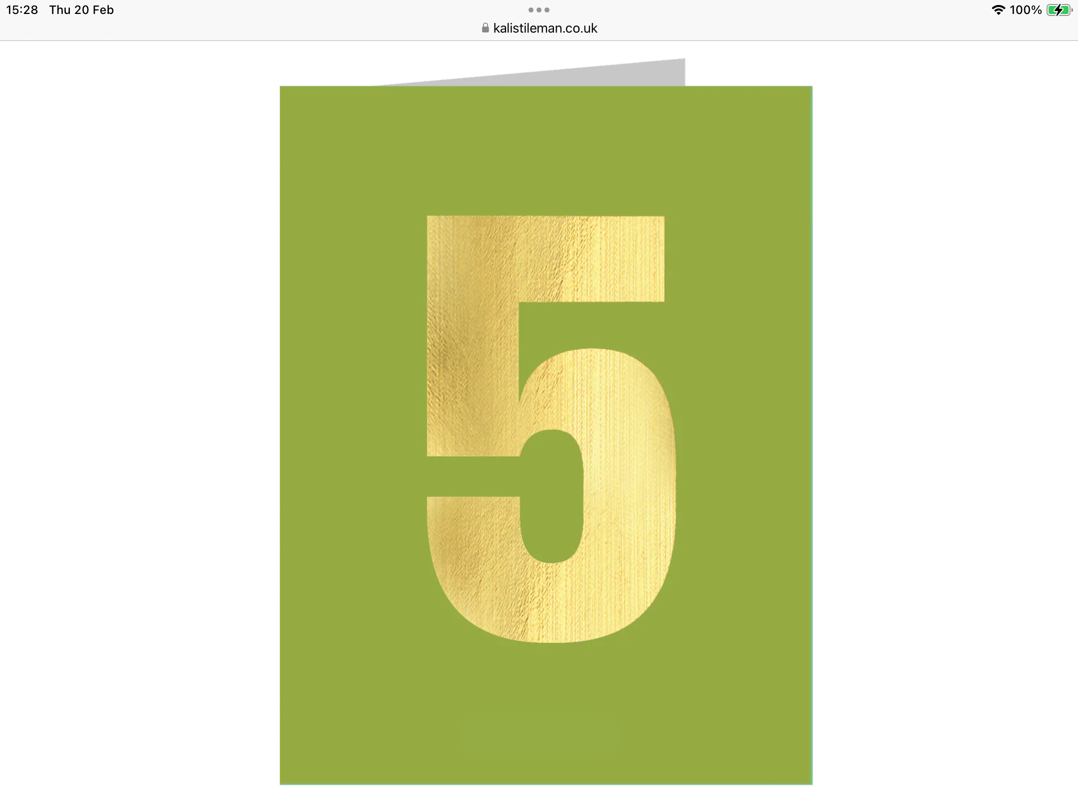 Gold Foiled Number 5 Tiddly Card