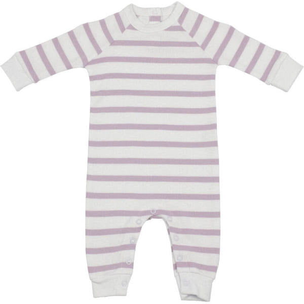Striped All-in-One - Parma Violet & White - 0-3 Months