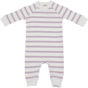 Striped All-in-One - Parma Violet & White - 6-12 Months