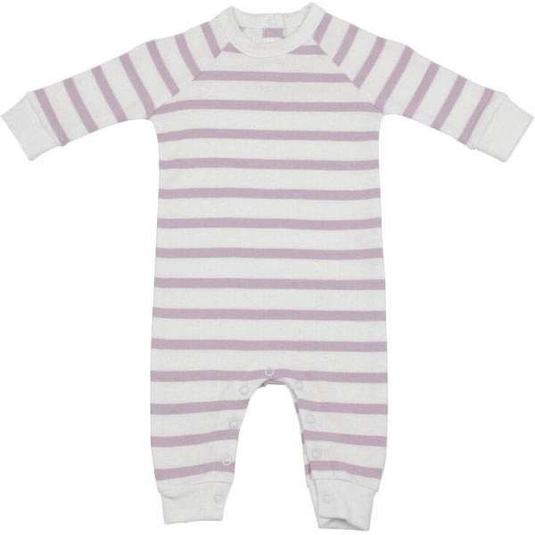Striped All-in-One - Parma Violet & White - 3-6 Months