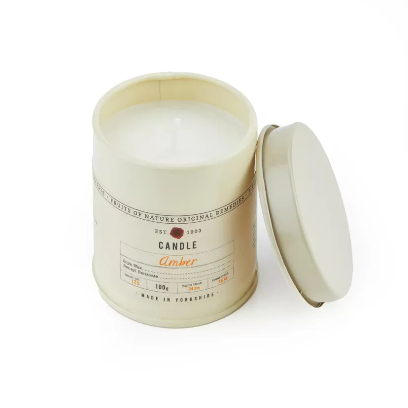 FRUITS OF NATURE SMALL CANDLE TIN 100G (3.5OZ)- Amber