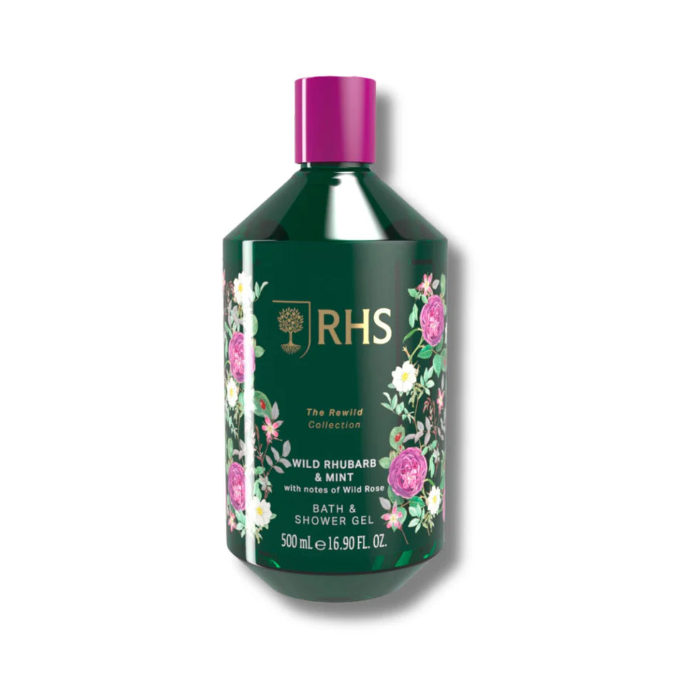 RHS The Rewild Collection 500ml Body Wash - Wild Rhubarb & Mint