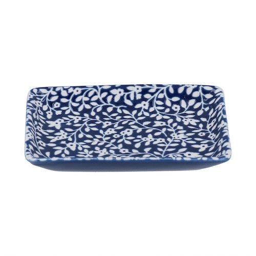 Small Navy Floral Vines Trinket Dish