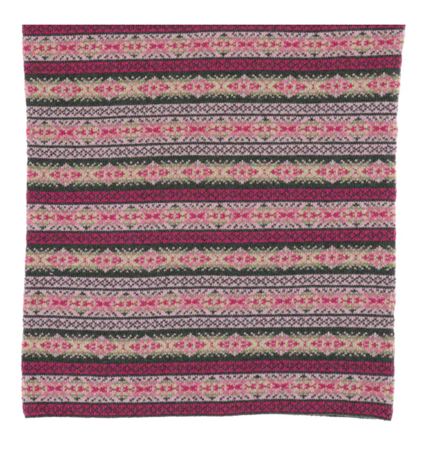 Cashmere Blend Fairisle Snood - Fuchsia Pink/Verdant Green/Pistachio
