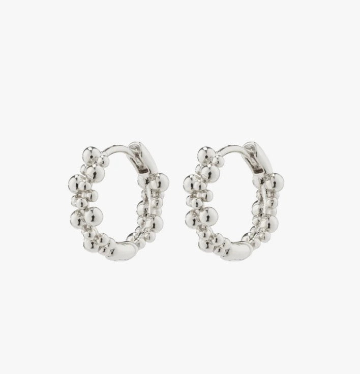 Solidarity Small Bubbles Hoop Earrings - Silver Plated