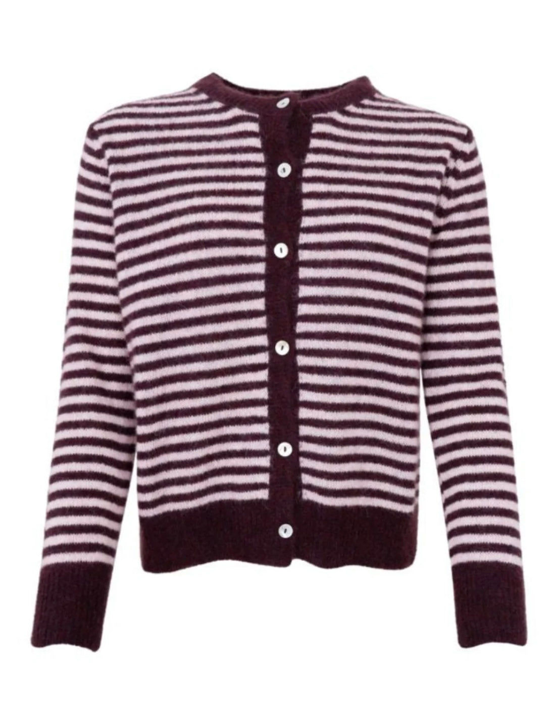 Striped Knit Cardigan - Plum