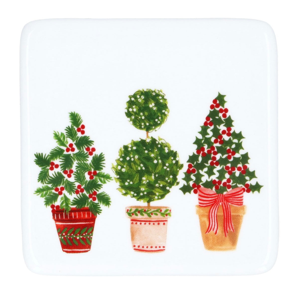 Christmas Topiary Porcelain Coaster
