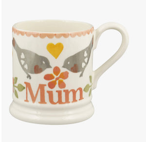 Emma Bridgewater Lovebirds Coral ‘Mum’ 1/2 Pint Mug
