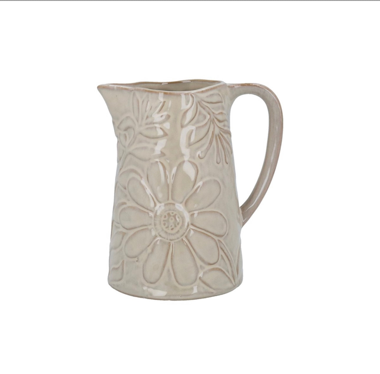 Taupe Porcelain Floral Jug - Small