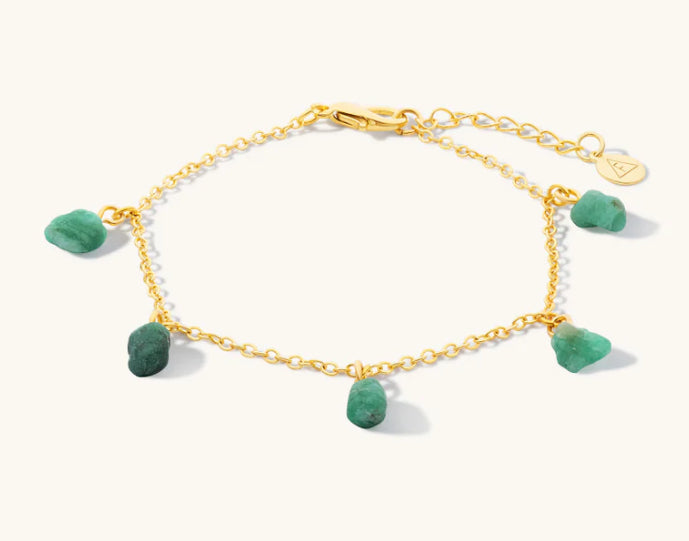 Mohica Raw Emerald Charm Bracelet