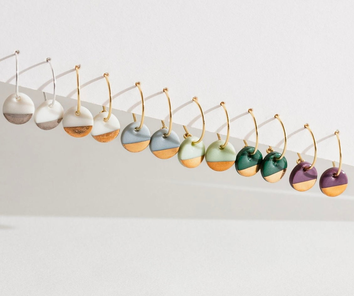 Porcelain Rose Dipped Gold Earrings