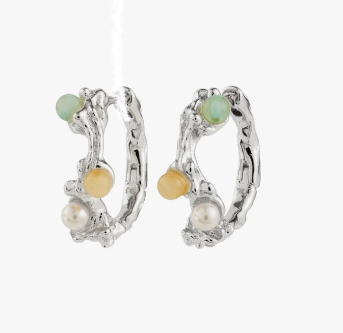 Iris Hoop Earrings - Silver Plated