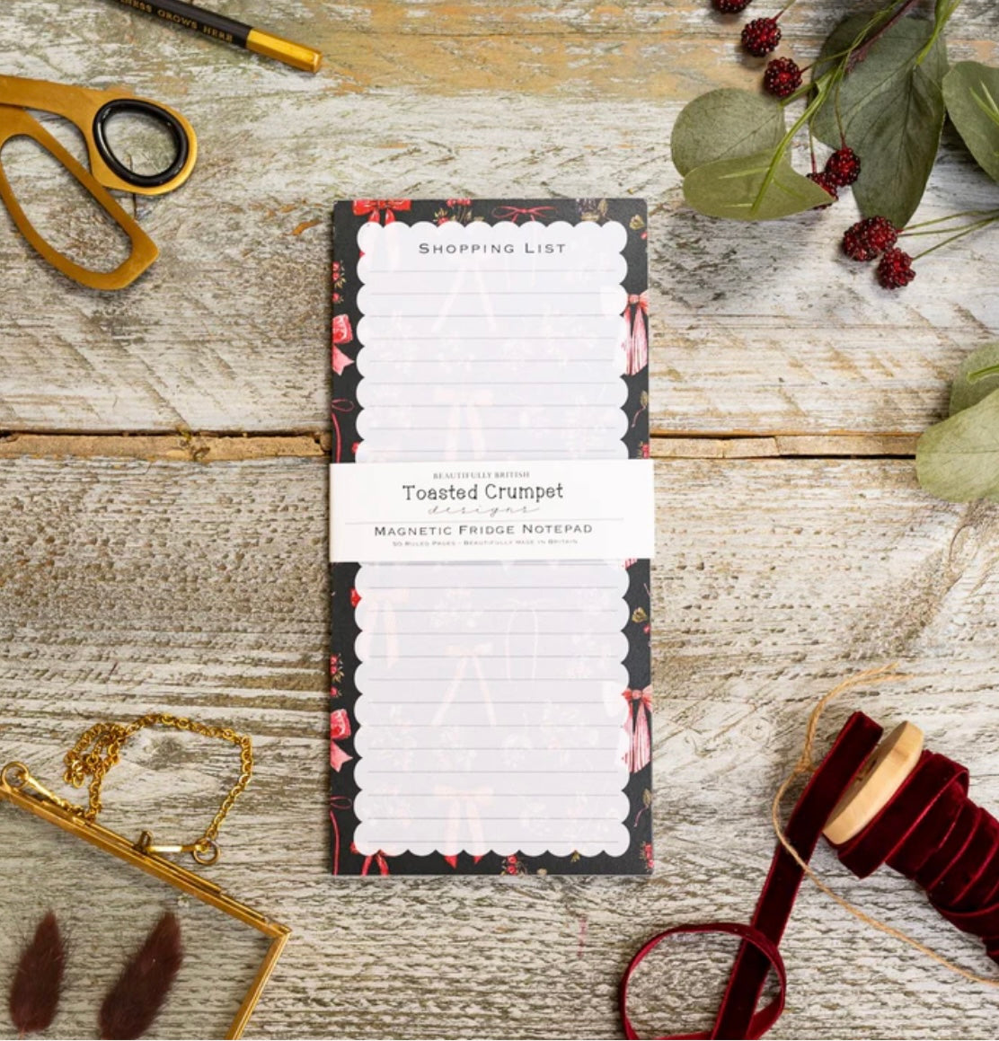 Bows & Berries  Pure Magnetic Shopping List Pad