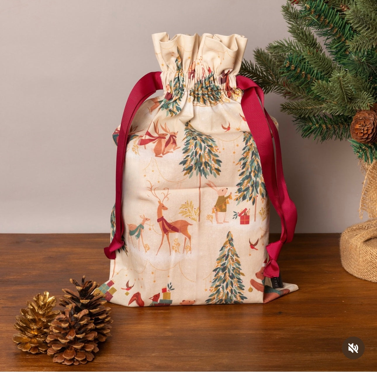 Sara Miller Drawstring Present Bag - Woodland Tales