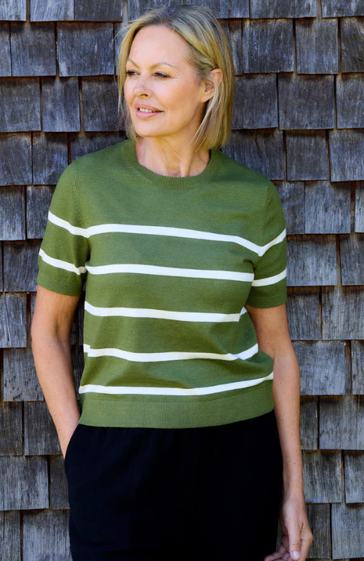 Stripe Crew Neck Short Sleeve Jumper