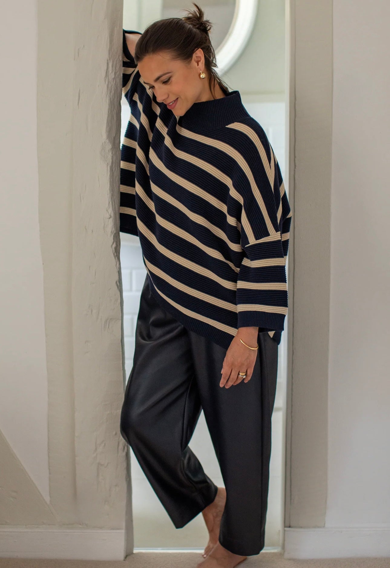 Vicki Jumper - Navy/Sand Stripe