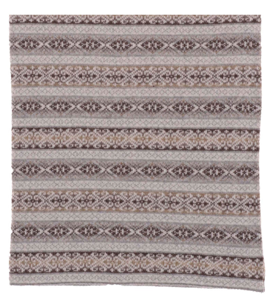 Cashmere Blend Fairisle Snood - Cream, Silver & Camel