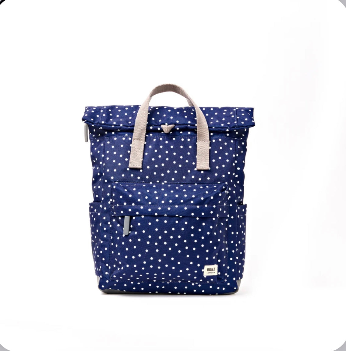 Canfield B Sustainable Small - Navy Polka Dot Canvas