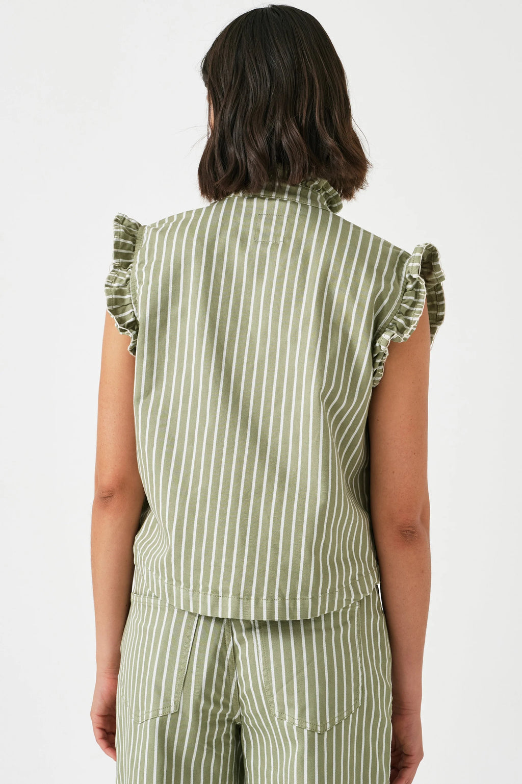 Pablo Waistcoat- Vintage Moss Wide Stripe