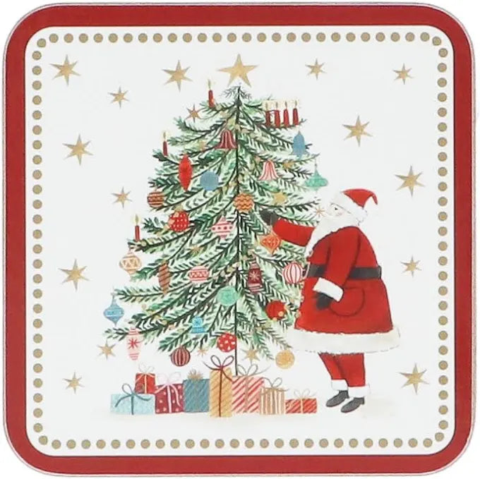 Nostalgia Santa/Tree Set/4 Cork Backed Coasters