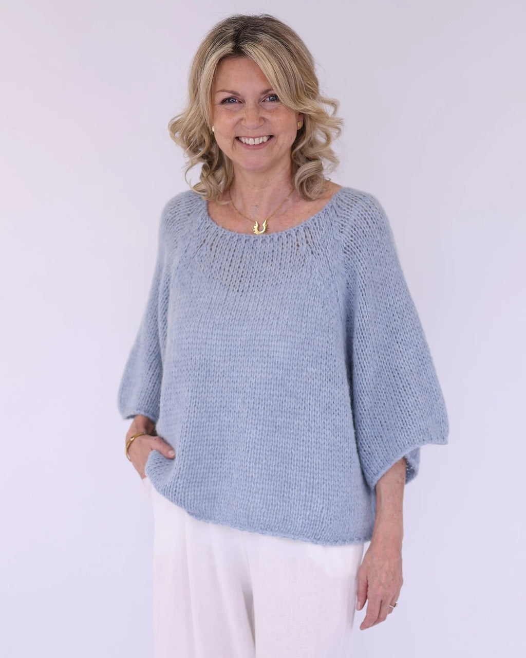 Alpaca Blend Swing Jumper - Ice blue