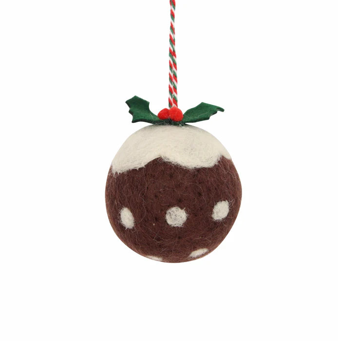 Mixed Wool Christmas Pudding Decoration