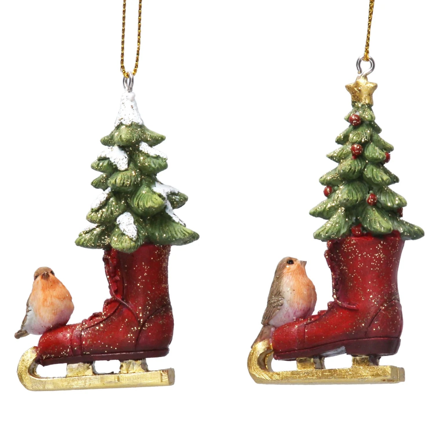 Resin Skating Boot with Robin Decoration