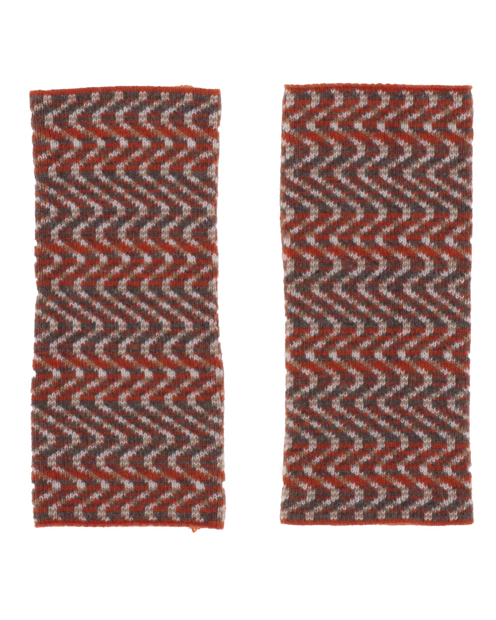 Cashmere Blend Ripple Wrist Warmers - Burnt Orange